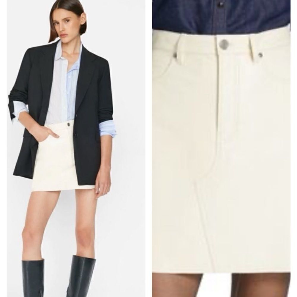 Frame Le High N Tight Skirt Bone Ivory Cream Mini Sz 27 NWT $198